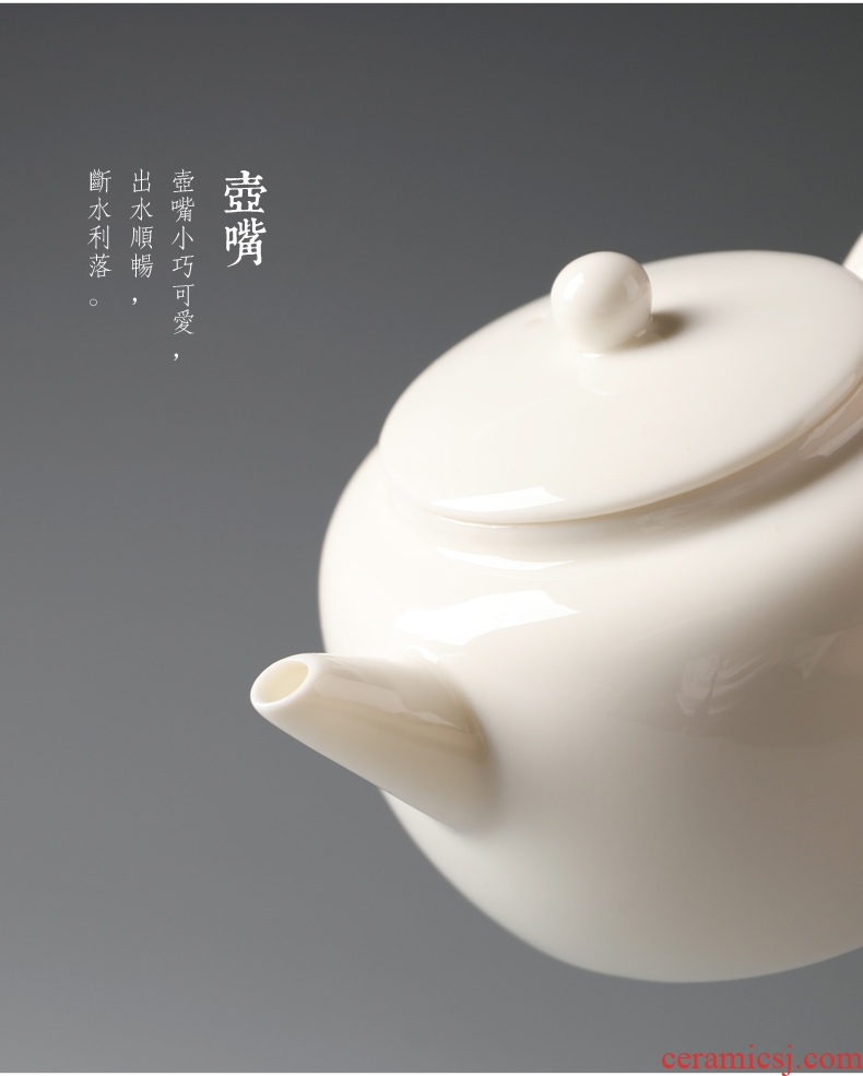 Is good source white porcelain ceramic teapot tea dehua porcelain household small kung fu jade teapot single pot of tea pot