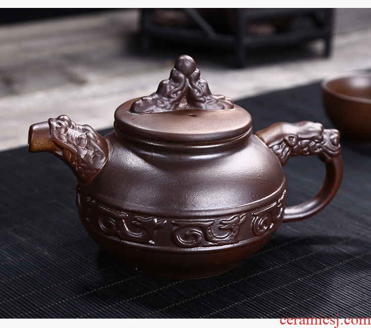 Dehua tea sets kung fu and exquisite snowflakes violet arenaceous firewood celadon ceramic teapot a whole set of home office