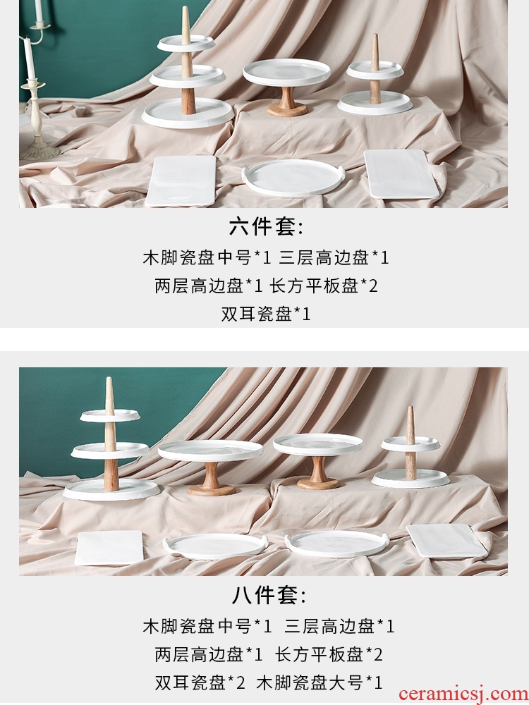 Tall ceramic afternoon tea heart cake furnishing articles pastry dessert tray rack suits for the glass Europe type