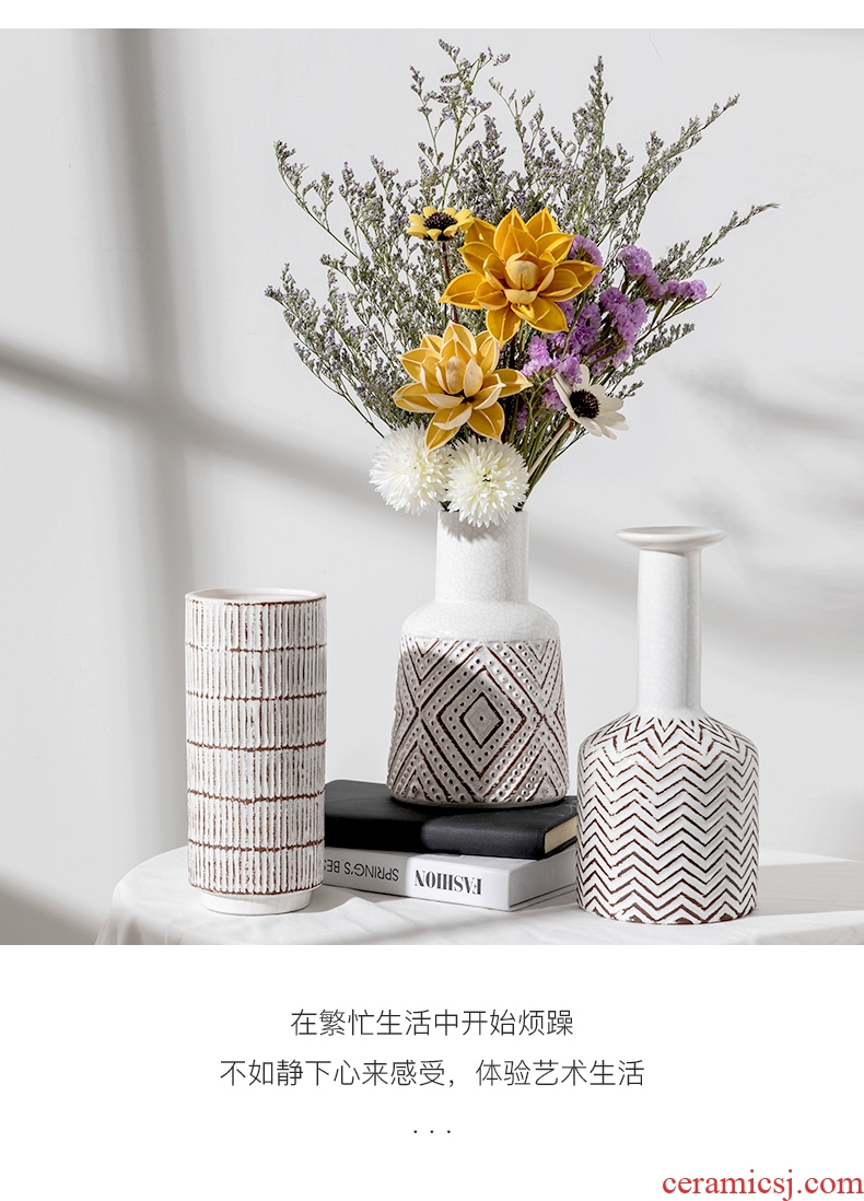 Ins Nordic vase furnishing articles dried flowers flower arrangement table creative contracted sitting room Bohemia ceramic flower decoration