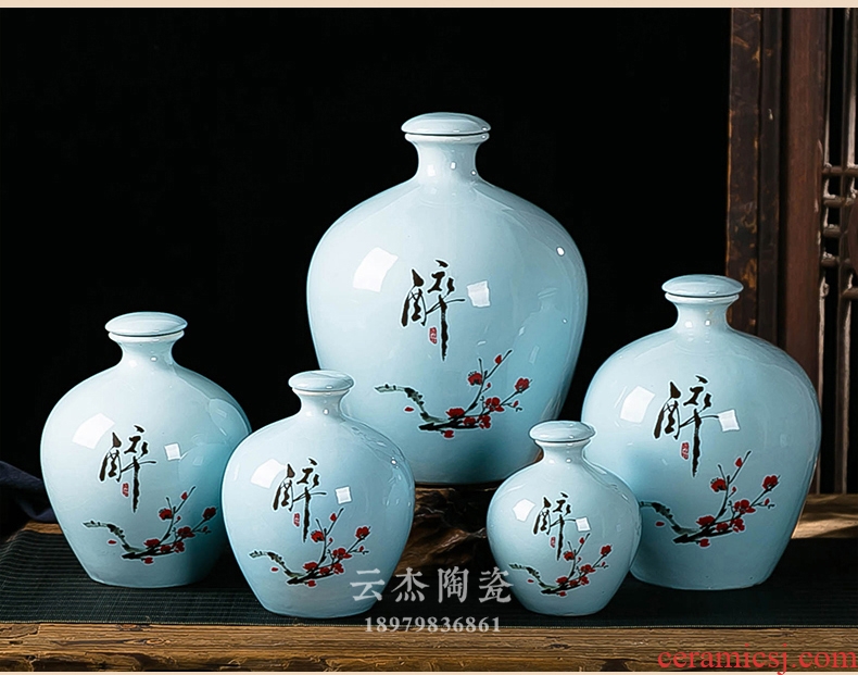 Empty wine bottle ceramic antique bottles 1/2/3/5/10 jin household liquor seal storage jar little hip