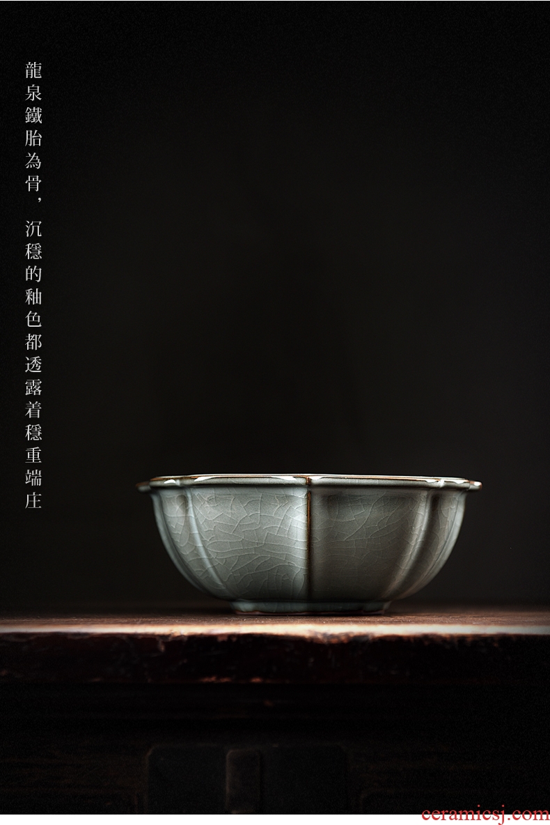The elder brother of The longquan celadon up tire iron tea wash washing slag bucket built large ice crack ceramic cup water tea accessories washing water jar