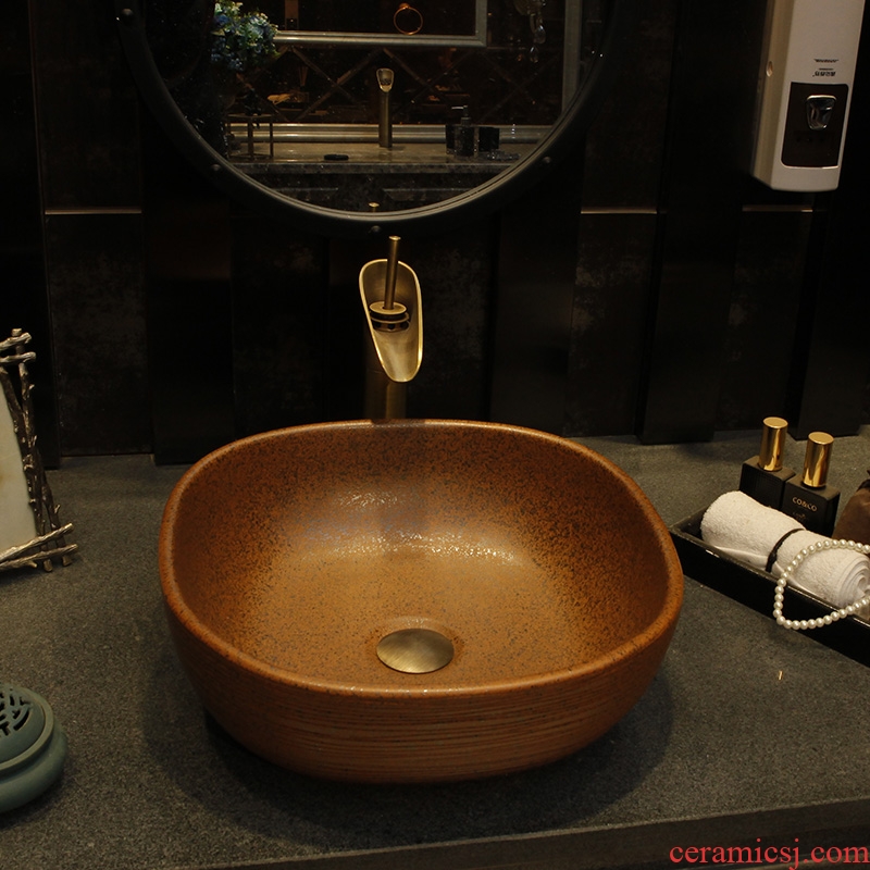 The stage basin sink household basin sinks ceramic bathroom balcony Nordic art square continental basin