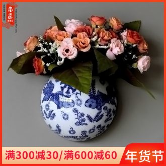 Jingdezhen blue and white porcelain ceramic wall act the role ofing is hanged adorn wall act the role ofing creative sitting room background wall decorative wall hanging pieces of flowers