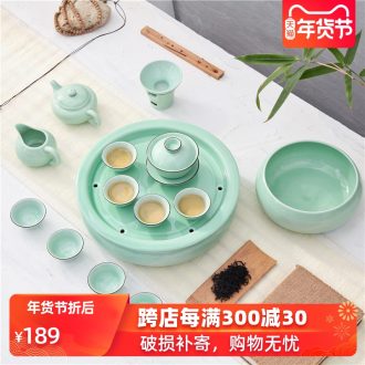 Home sitting room tea ceramic celadon chaoshan kungfu tea set the teapot teacup tea tray was I and contracted style