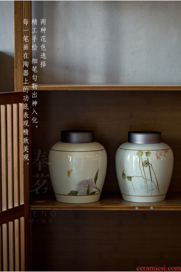 Serve tea large antique celadon hand - made of blue and white porcelain tea pot metal cover sealing ceramic pot of pu - erh tea POTS