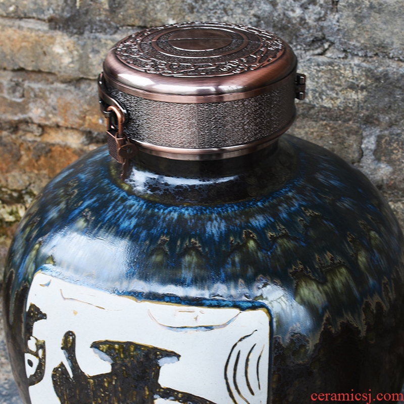 Jingdezhen ceramic wine wine jar cylinder 10 jins 30 jins of archaize 20 jins bottle home hip flask 50 kg pot