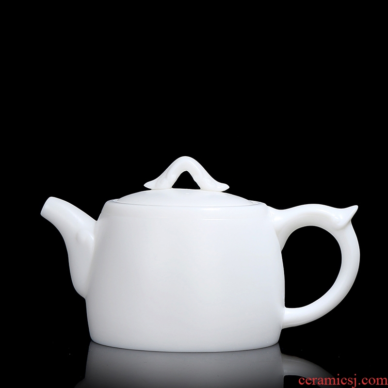 Quiet life ceramic teapot suet jade single pot of contracted teapot tea to household kung fu hand grasp pot