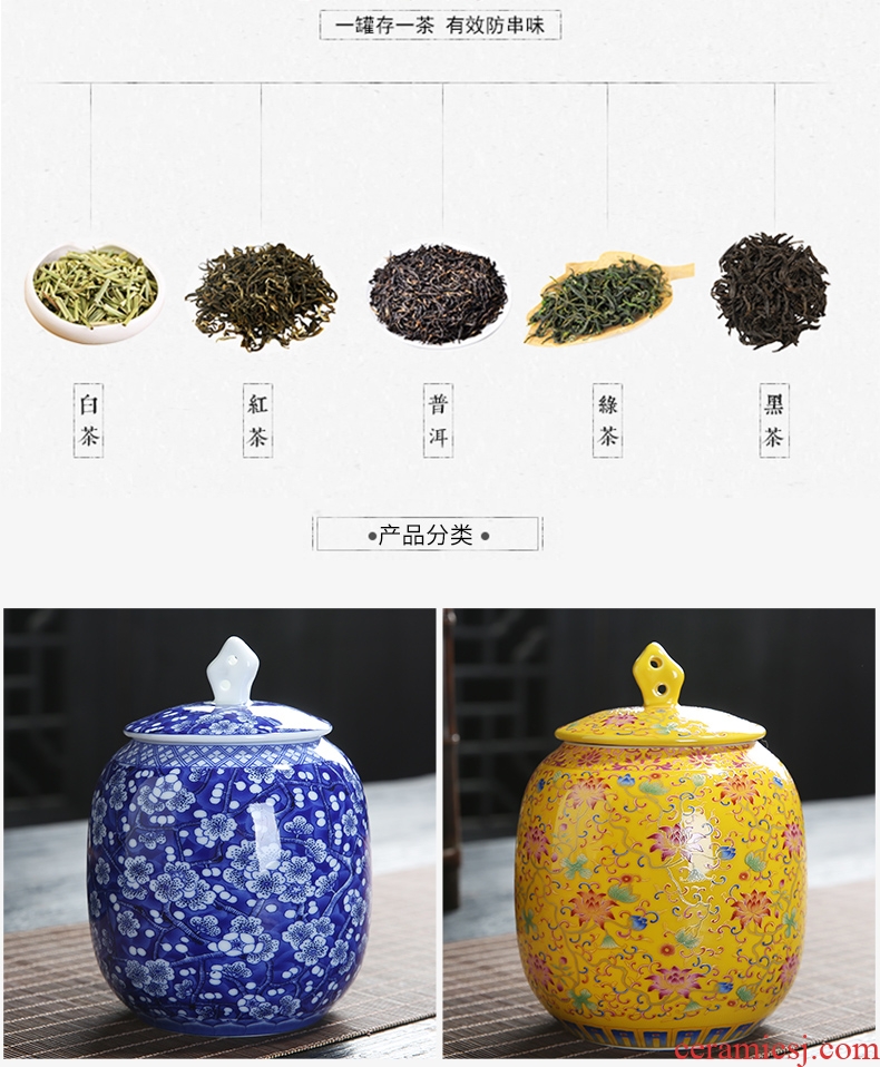 Auspicious yuan blue and white caddy fixings ceramic packing gift box general puer tea in the small seal pot double pot of tea boxes