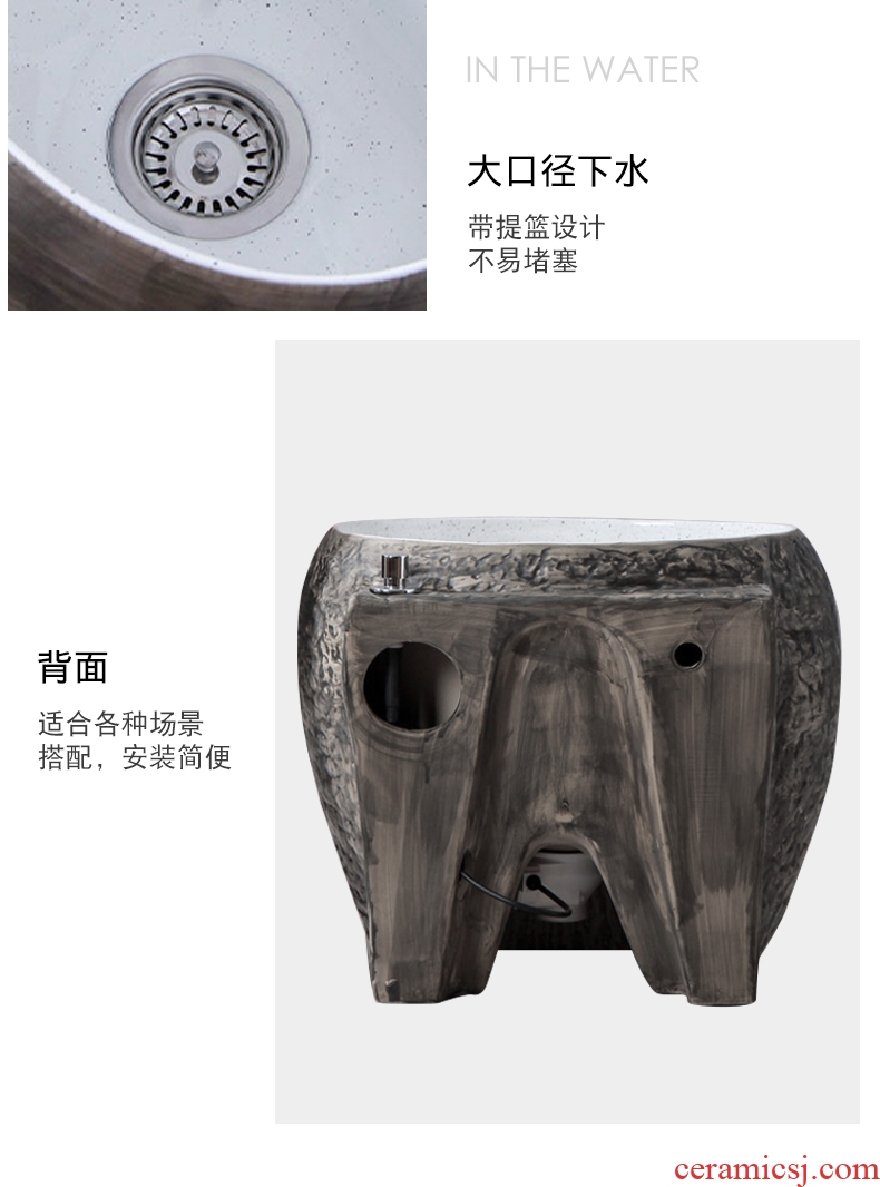 Ling yu retro stone grain mop pool is suing ceramic mop pool household balcony toilet mop pool floor mop basin