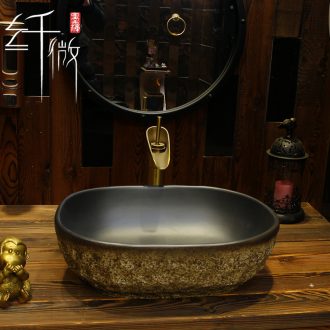 New Chinese style art imitation stone basin basin lavatory basin sink ceramic washbasin oval restoring ancient ways on stage