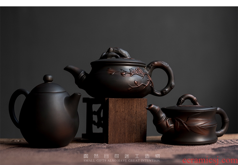 Tao fan built water purple pottery teapot creative emboss name plum household ceramics large capacity to restore ancient ways single pot of kung fu tea