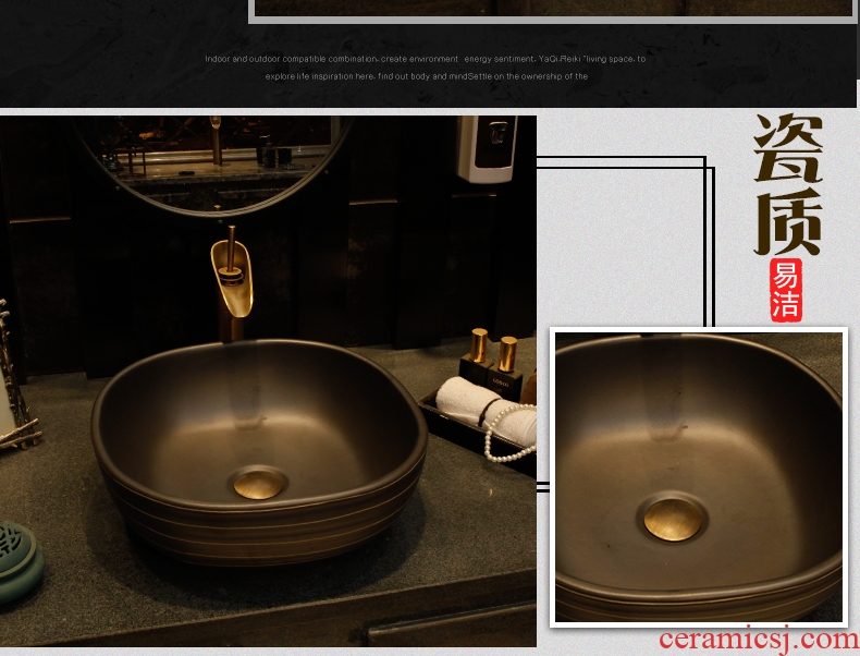 Basin of northern Europe on the ceramic square black contracted Basin of Chinese style household toilet lavabo art Basin