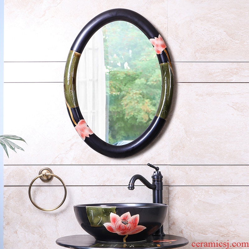 Carving peony ceramic column basin one floor type lavatory sink is suing courtyard garden is suing the pool