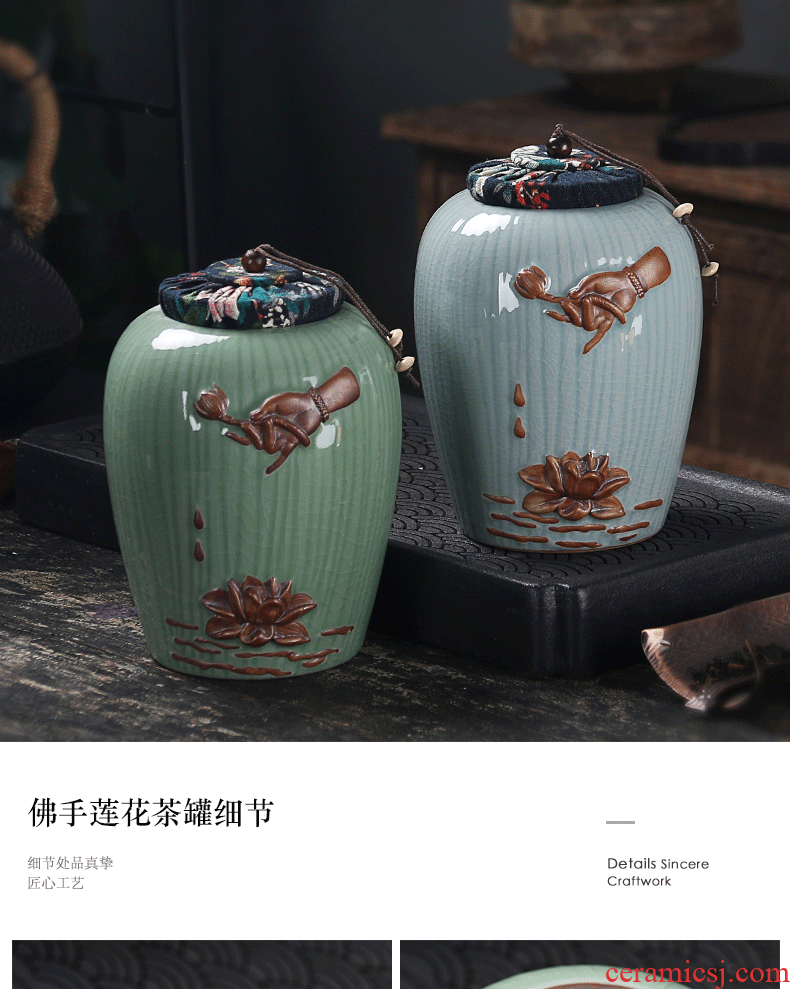 Elder brother up with violet arenaceous caddy fixings ceramic POTS large seal pot household gourd furnishing articles puer tea custom box