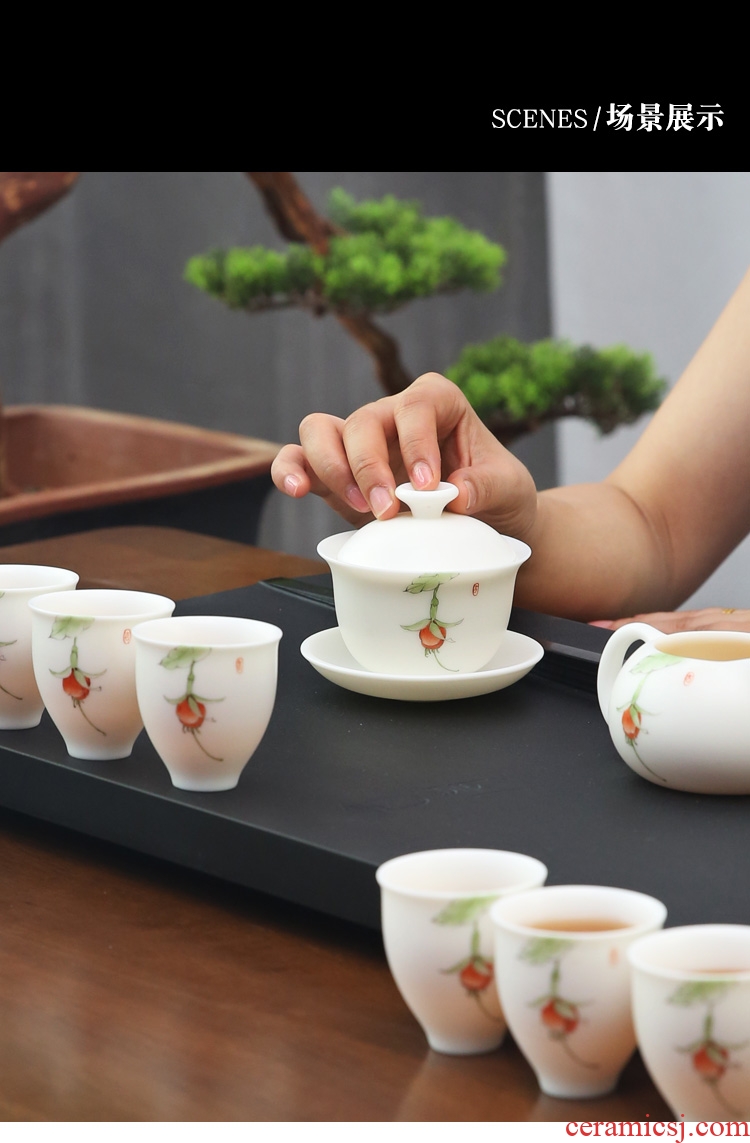 The Product porcelain sink only three tureen dehua white porcelain to large bowl ceramic tea cup private ordering tea set