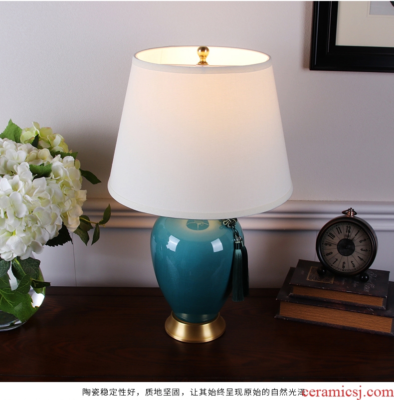 The New Chinese American club desk lamp bedroom the head of a bed the sitting room porch jingdezhen up ceramic villa hotel decoration