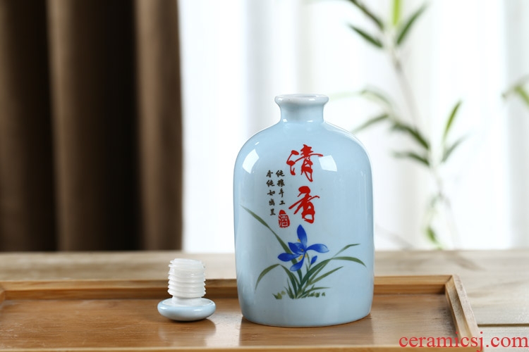 Xin MAO jingdezhen ceramic bottle 1 kg pack home wine pot seal shadow blue glaze empty wine bottles of wine jar