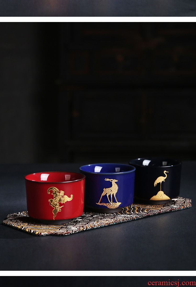 The Product porcelain sink/Lin yu - shan cup sample tea cup gold master fu lu shou master single glass ceramic trace iron tea set