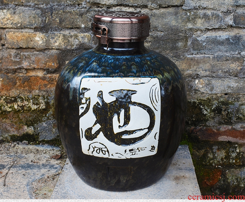 Jingdezhen ceramic wine wine jar cylinder 10 jins 30 jins of archaize 20 jins bottle home hip flask 50 kg pot