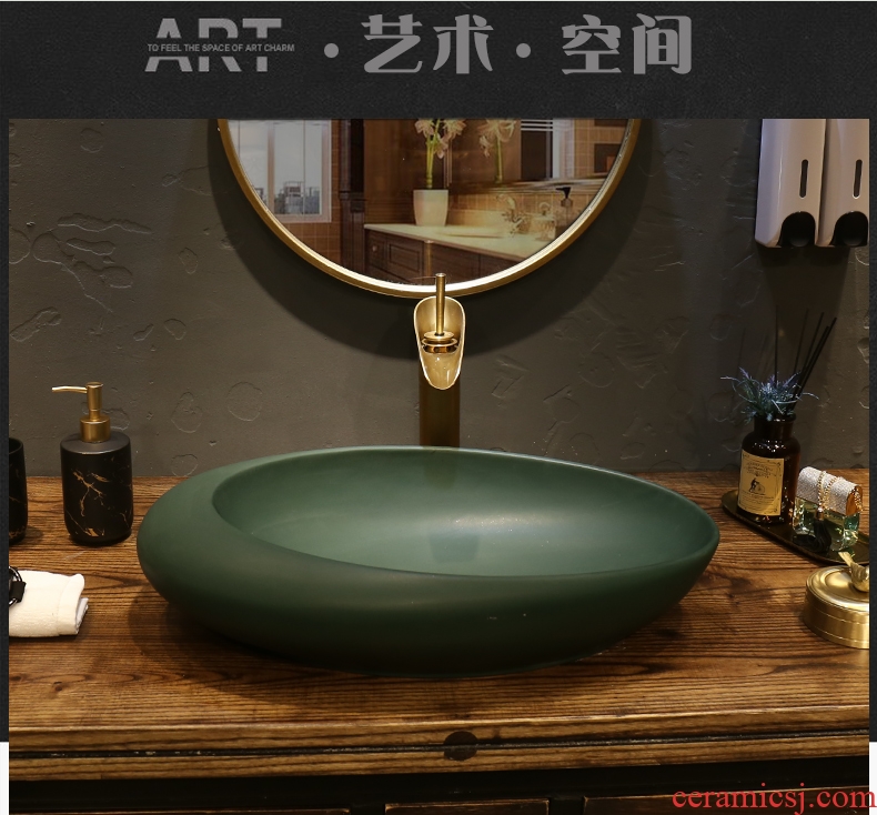 Nordic stage basin art ceramic oval, square, household sink sink basin on creative contracted