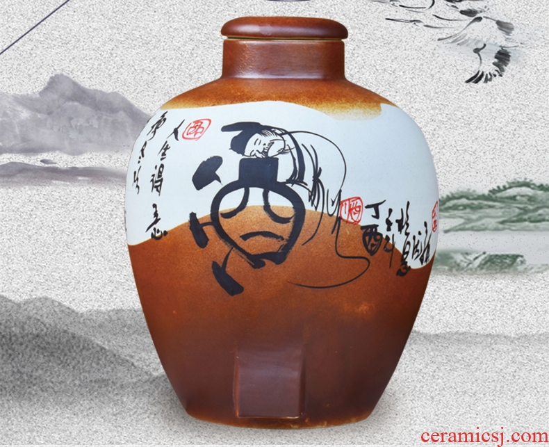 Jingdezhen ceramic jars seal save it 20 jins of archaize mercifully bottles 10 jins with leading domestic wine pot