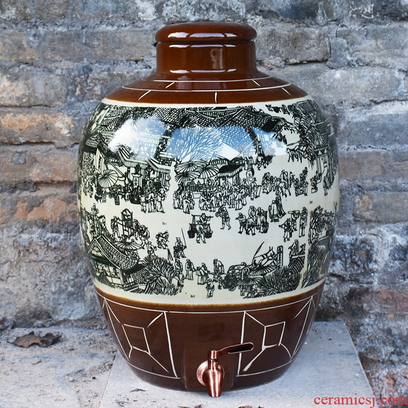 Jingdezhen ceramic jars 10 jins with leading domestic 20 jins mercifully wine jar archaize sealed mercifully liquor to save it