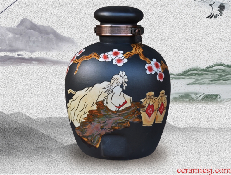 Jingdezhen ceramic jars sealed 50 jins home 20 jins archaize storing wine wine jar jar it 30 kg bottles