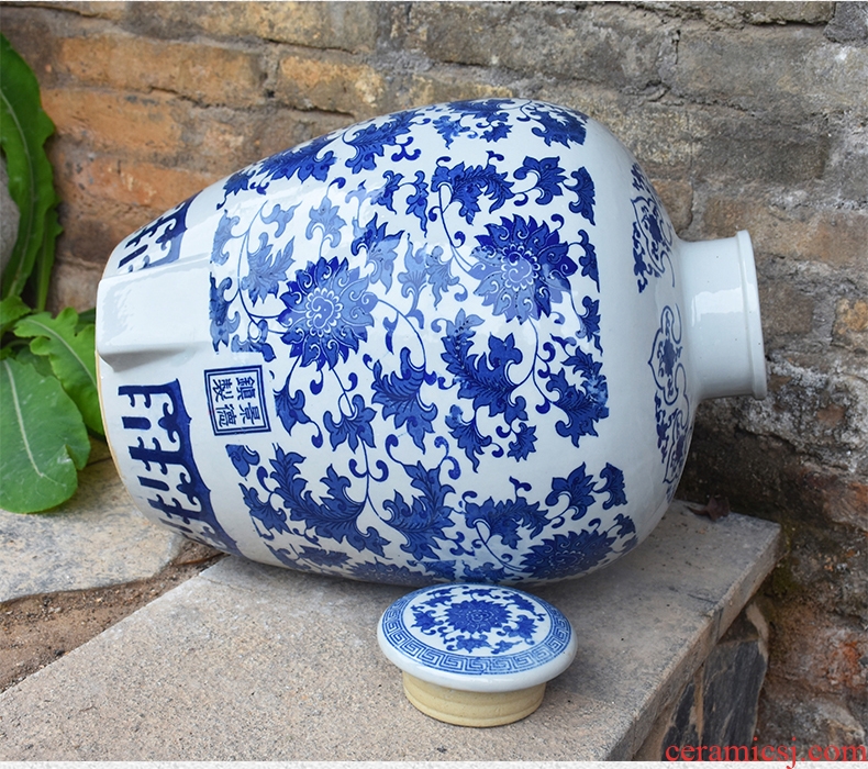 Jingdezhen porcelain ceramic jars 10 jins with leading sealed 50 kg mercifully it archaize empty wine bottle of wine