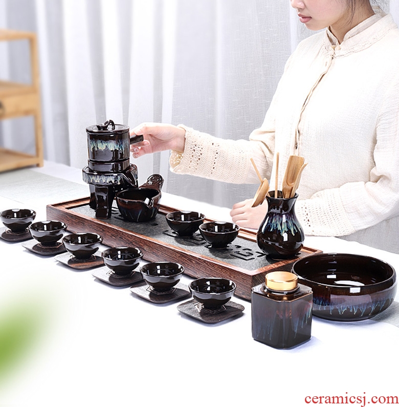 Tang Xian up stone mill automatically make tea tea set ceramic lazy of kung fu tea set built light red glaze teacup