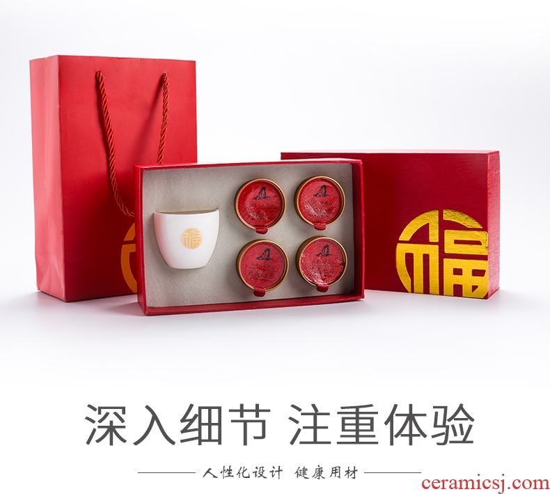 Yipin # $ceramic cups tea canister gift gift boxes Spring Festival Chinese New Year holiday gift tea set