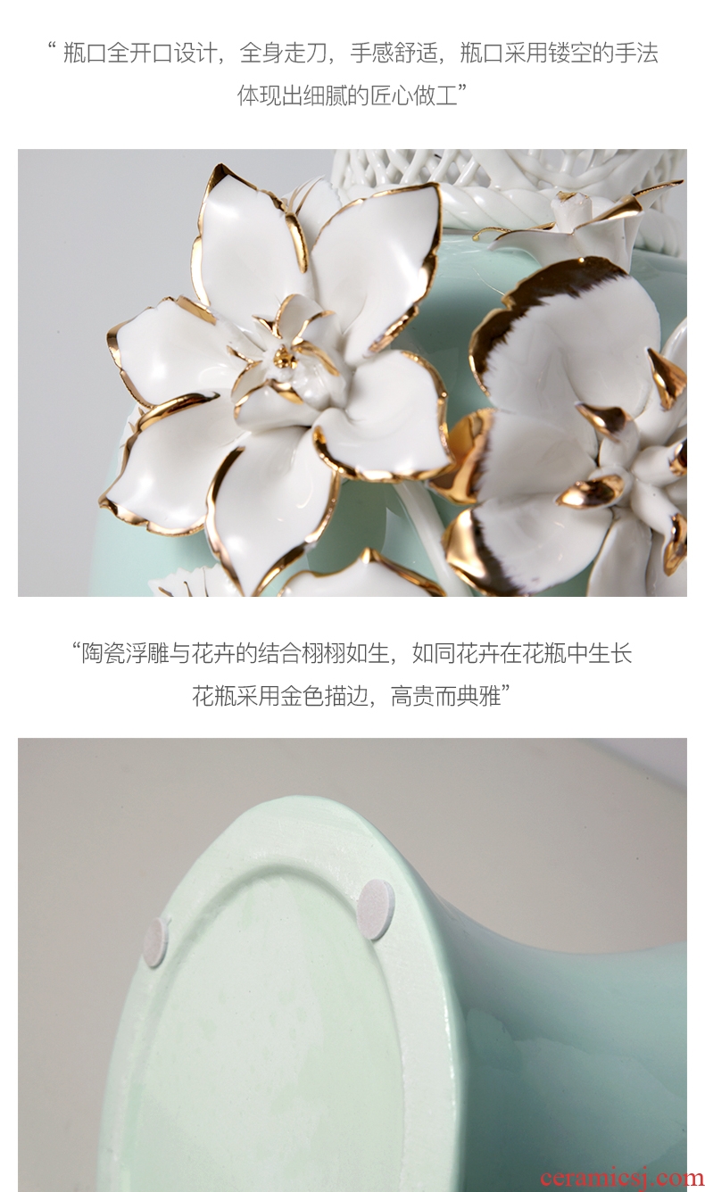 European - style key-2 luxury blue see colour rose vase furnishing articles jingdezhen ceramic creative home sitting room flower arranging flowers