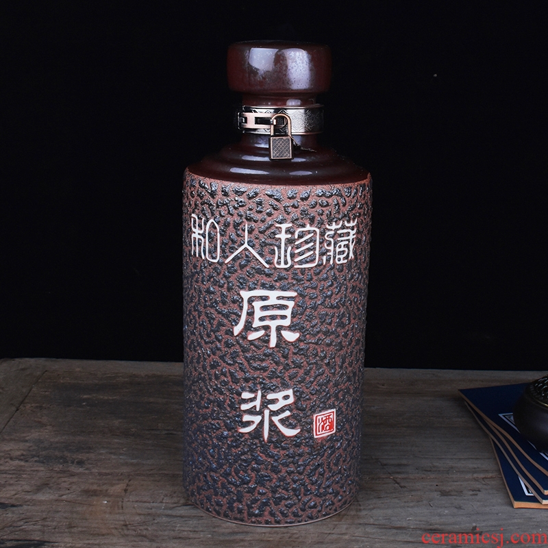 Jingdezhen ceramic bottle 5 jins of with the household mercifully hip archaize jar sealing installed the empty bottles