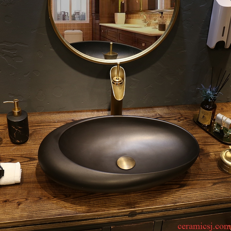 Creative stage basin sink black ceramic art basin elliptic toilet lavatory basin basin