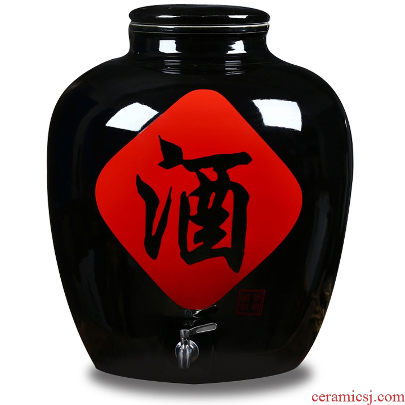 Jingdezhen ceramic jars 100 catties 150 catties 200 jins jar black glaze it brew cylinder mercifully jars