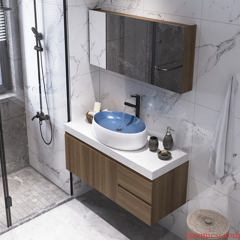 The Custom bathroom cabinet bathroom wash a face wash gargle units in marble counters Nordic ceramic sink cabinet