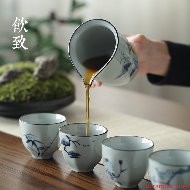 Ultimately responds to jingdezhen blue and white ceramics fair keller and antique hand - made cup points tea, kungfu tea set fair cup of Japanese