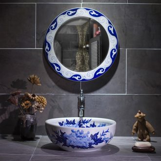 Jingdezhen basin of Chinese style on the blue and white porcelain ceramic lavatory basin of Chinese style small basin art circle in the sink