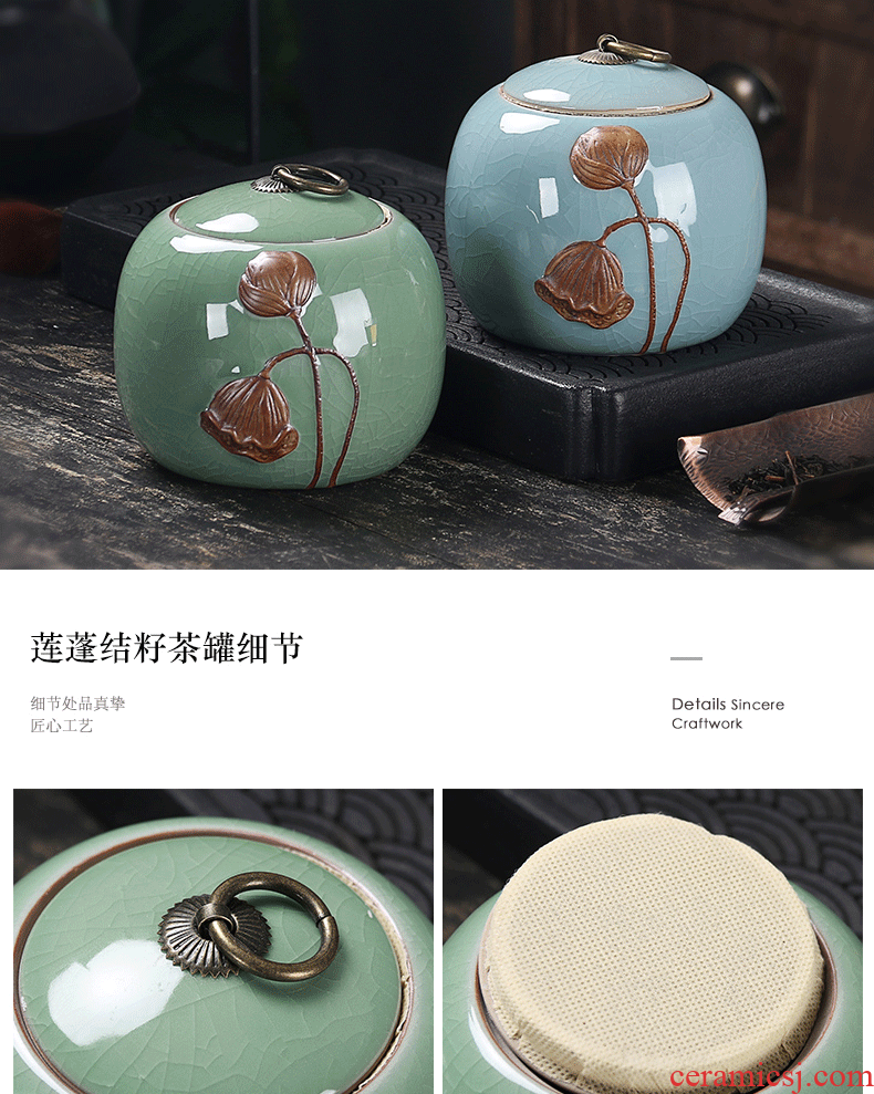 Elder brother up with violet arenaceous caddy fixings ceramic POTS large seal pot household gourd furnishing articles puer tea custom box