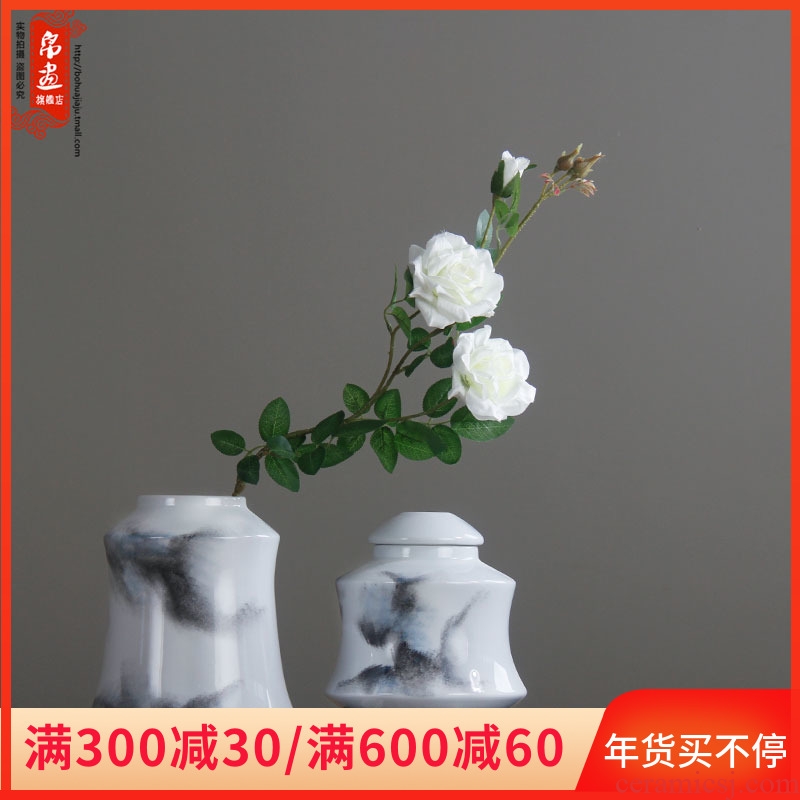 Ink pot of modern Chinese ceramic flower show ceramic storage tank home furnishing articles in the living room