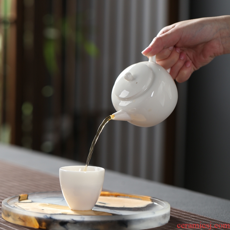 Is good source white porcelain ceramic teapot tea dehua porcelain household small kung fu jade teapot single pot of tea pot