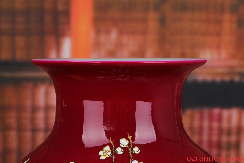 Jingdezhen ceramics glaze crystal 12 xi mei red east melon of large vases, furnishing articles of Chinese style household decoration