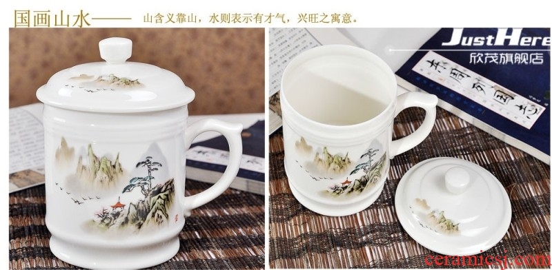 The large capacity of jingdezhen ceramic cup ipads porcelain cups with cover office cup boss cup tea cup 900 ml cups