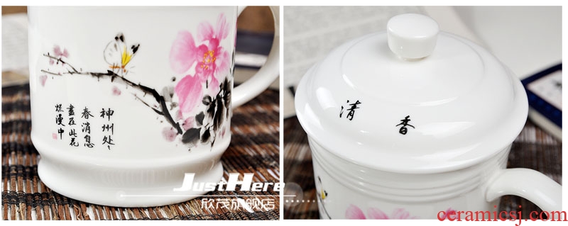 The large capacity of jingdezhen ceramic cup ipads porcelain cups with cover office cup boss cup tea cup 900 ml cups