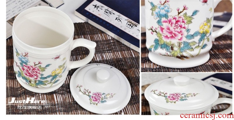 The large capacity of jingdezhen ceramic cup ipads porcelain cups with cover office cup boss cup tea cup 900 ml cups