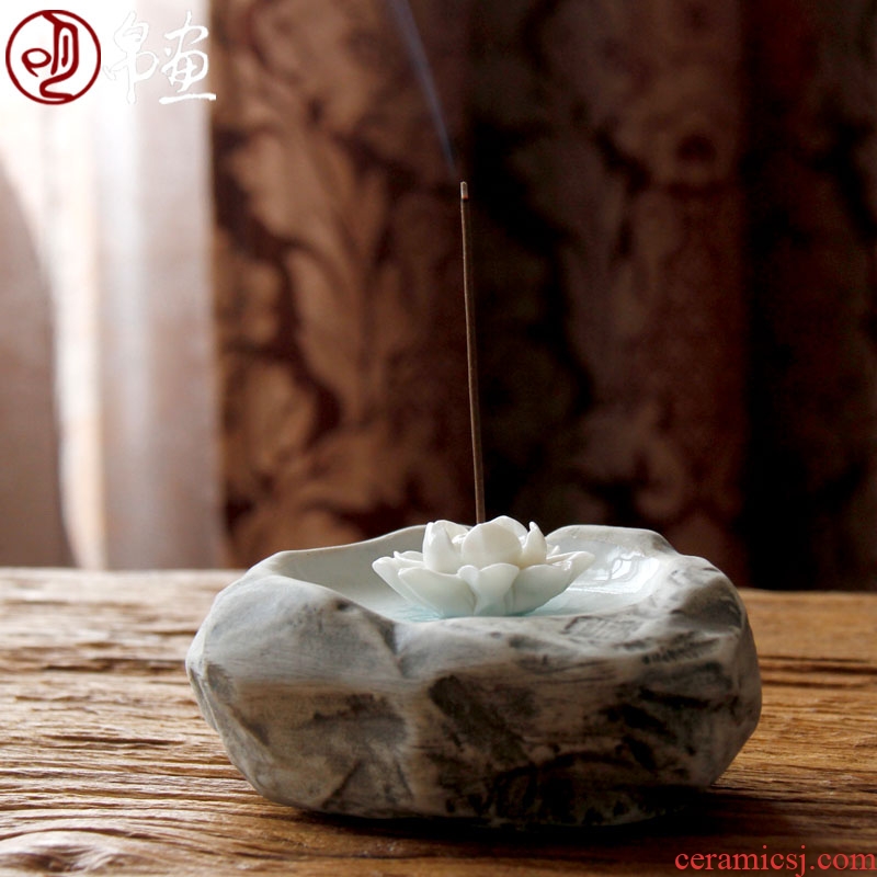 Freehand brushwork in traditional Chinese painting modelling joss stick incense incense coil seat manual ice cracked piece of fragrant incense incense coil device simulation stone decoration ceramics
