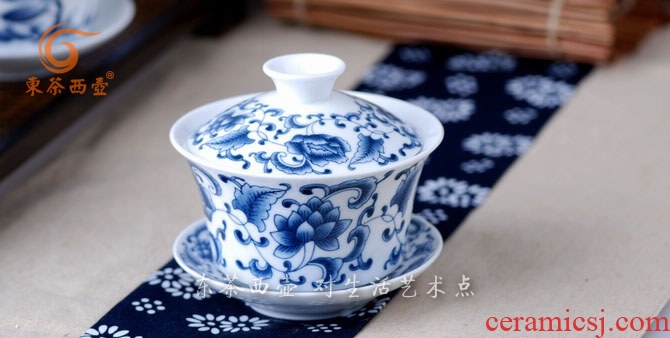 East west tea pot of ceramic tea set three bowl cover only a cup of tea for the bowl glaze in blue and white big tureen large 4.2 inch