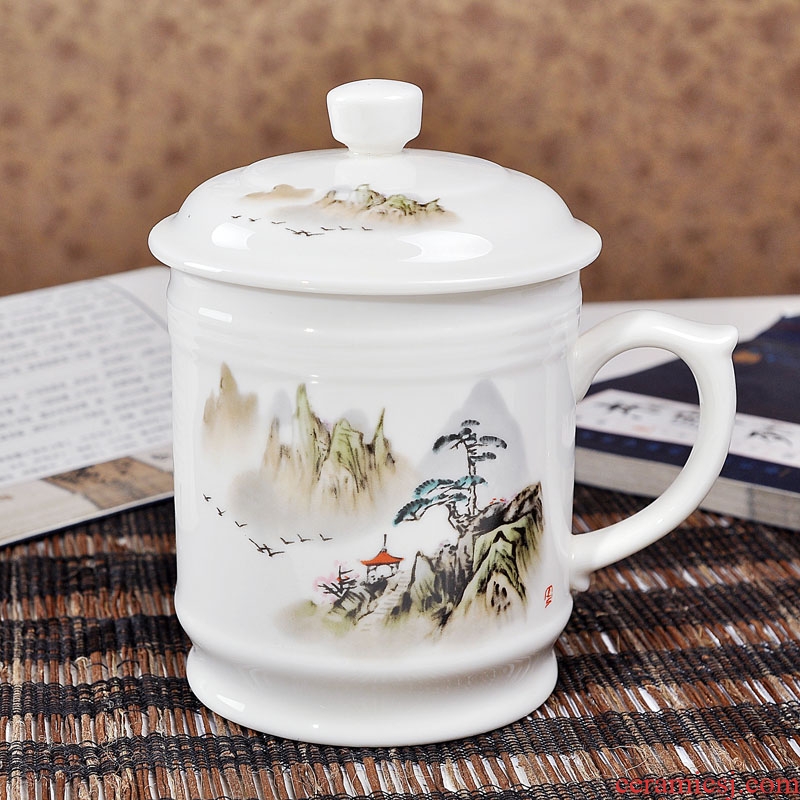 The large capacity of jingdezhen ceramic cup ipads porcelain cups with cover office cup boss cup tea cup 900 ml cups