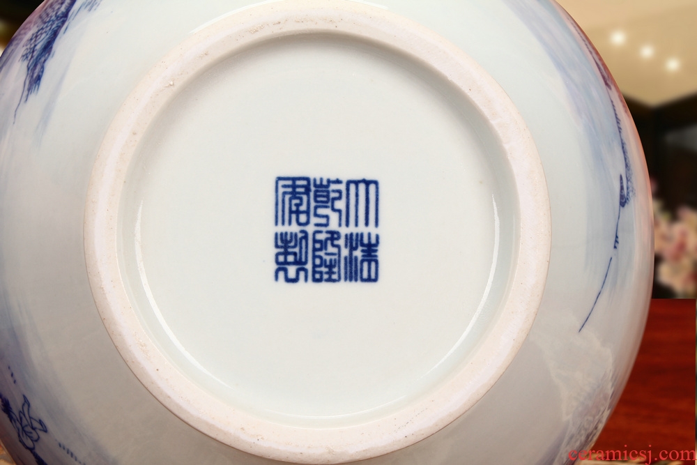 Jingdezhen ceramics classical landscape of modern Chinese style household crafts are blue and white porcelain vase decoration