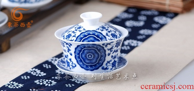 East west tea pot of ceramic tea set three bowl cover only a cup of tea for the bowl glaze in blue and white big tureen large 4.2 inch